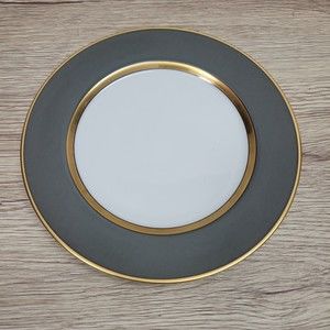 Fitz and Floyd Gray Renaissance MCML XXI Inglaze Bread Plate 6.5"
